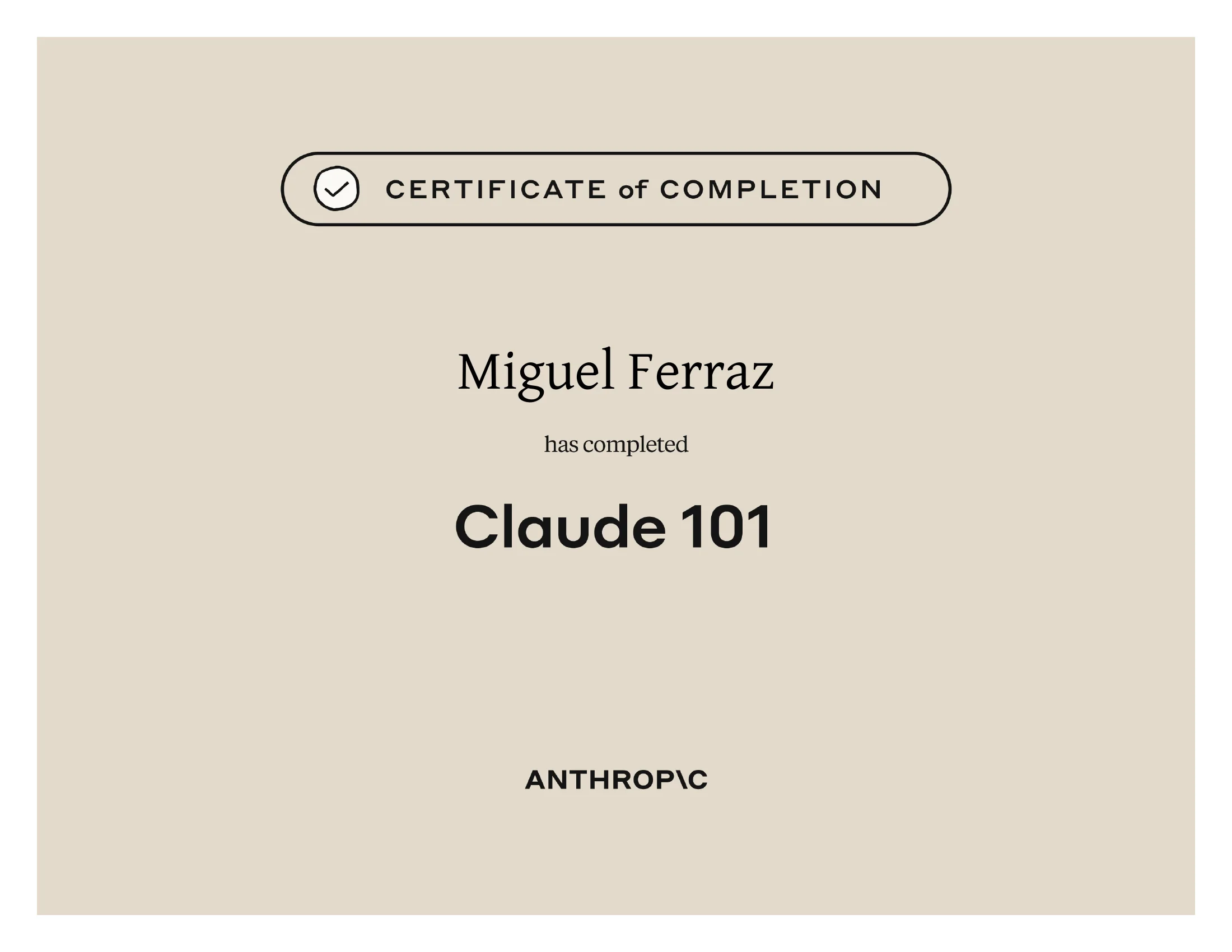 Zertifikat: Claude 101